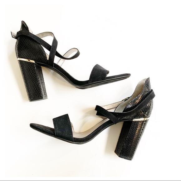 a.n.a Reptile Strappy Block Heel Black Size 10 Glam Whimsygoth - Picture 6 of 13